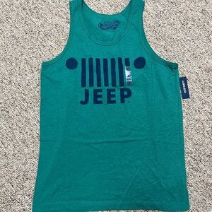 Old Navy Jeep Green Tank Top with Blue Graphic